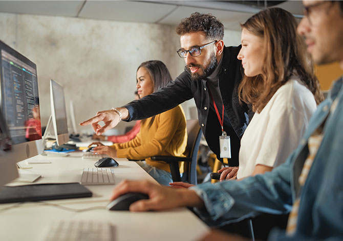 Students at Quincy College in computer lab